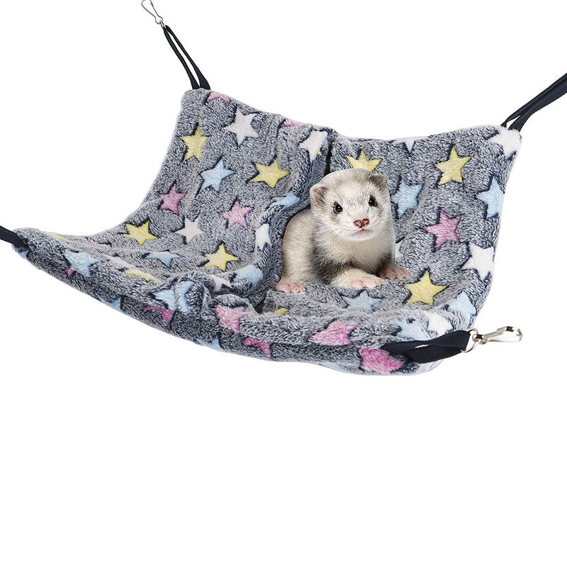 Niteangel Hanging Hammock Nap Sack Swing Bag Pet Sleeper for Ferret Rat Sugar Glider and Other Small Animals (Blue, Star) - Image 1